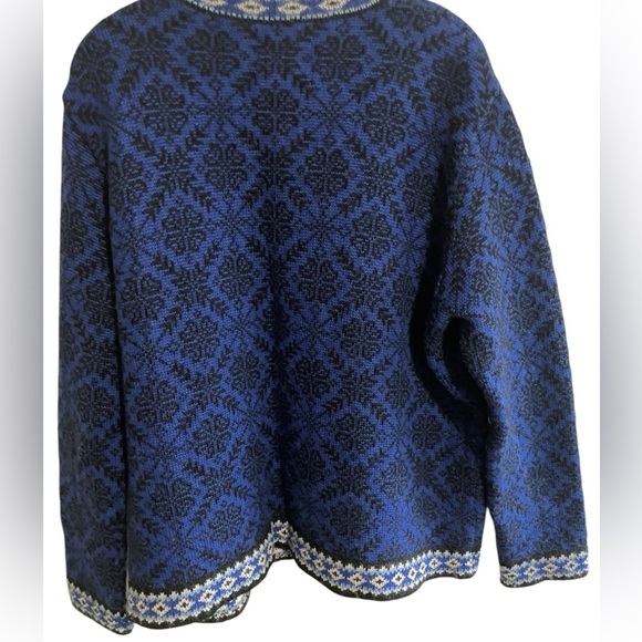 LL Bean Merino Wool Winter Outdoor Comfy FairIsle Nordic Sweater Cardigan Large - Picture 2 of 10